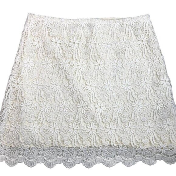 ZARA Floral Crochet White Lace Skirt Womens Size Small - Picture 2 of 5
